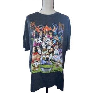 Disney Villains Shirt Mens 2XL Group Collage Distressed Heather Gray Movie
